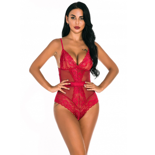 LAVA Brazil διάφανο κορμάκι με λεπτομέρεια δαντέλας και τριγωνικό σουτιέν με βαθύ άνοιγμα