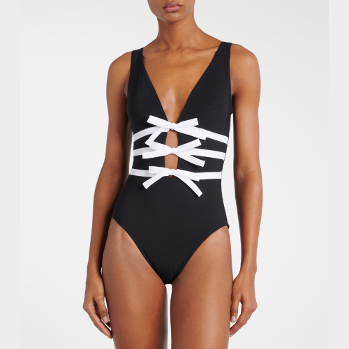 NAUTICAL CHIC Ολόσωμο μαγιό με φιόγκους και ασορτί φούστα