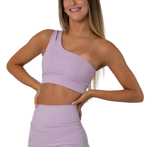 PILAR Αθλητικό κροπ μπλουζάκι μπουστάκι με έναν ώμο και διπλή τιράντα