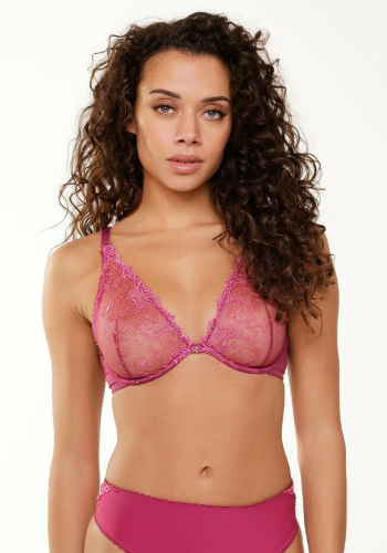 MARRY Διάφανο σουτιέν με φλοράλ δαντέλα και μπανέλα