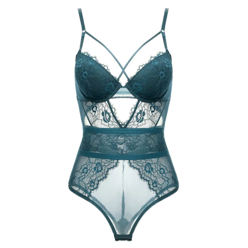 ALIKI Κορμάκι με μπανέλα, επένδυση, δαντέλα, διαφάνειες, άνοιγμα κάτω από το μπούστο & στραπς