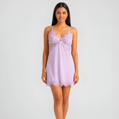 MUSE Babydoll με δαντέλα, φλοράλ λεπτομέρειες και ανοιχτή πλάτη