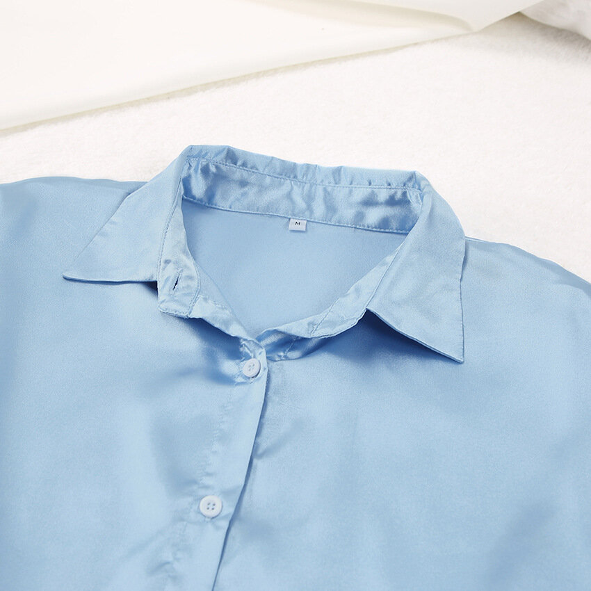 AMANI Σατέν σετ πιτζάμας 3 τεμαχίων με μπουστάκι, μακρυμάνικη πουκαμίσα & ασορτί παντελόνα