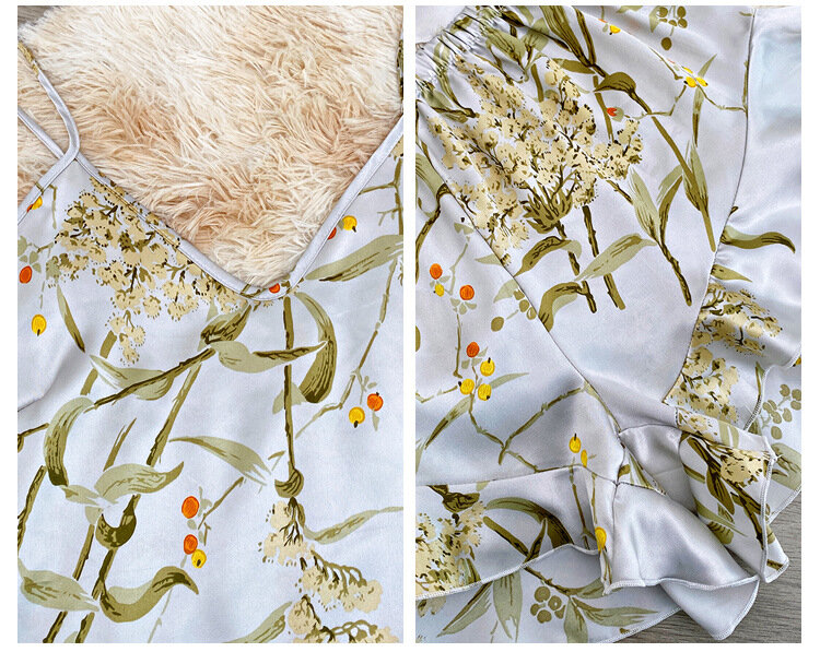 GARNER Σατέν babydoll σετ με τιραντάκι V λαιμόκοψης, σορτσάκι με βολάν & ανθισμένο φλοράλ σχέδιο