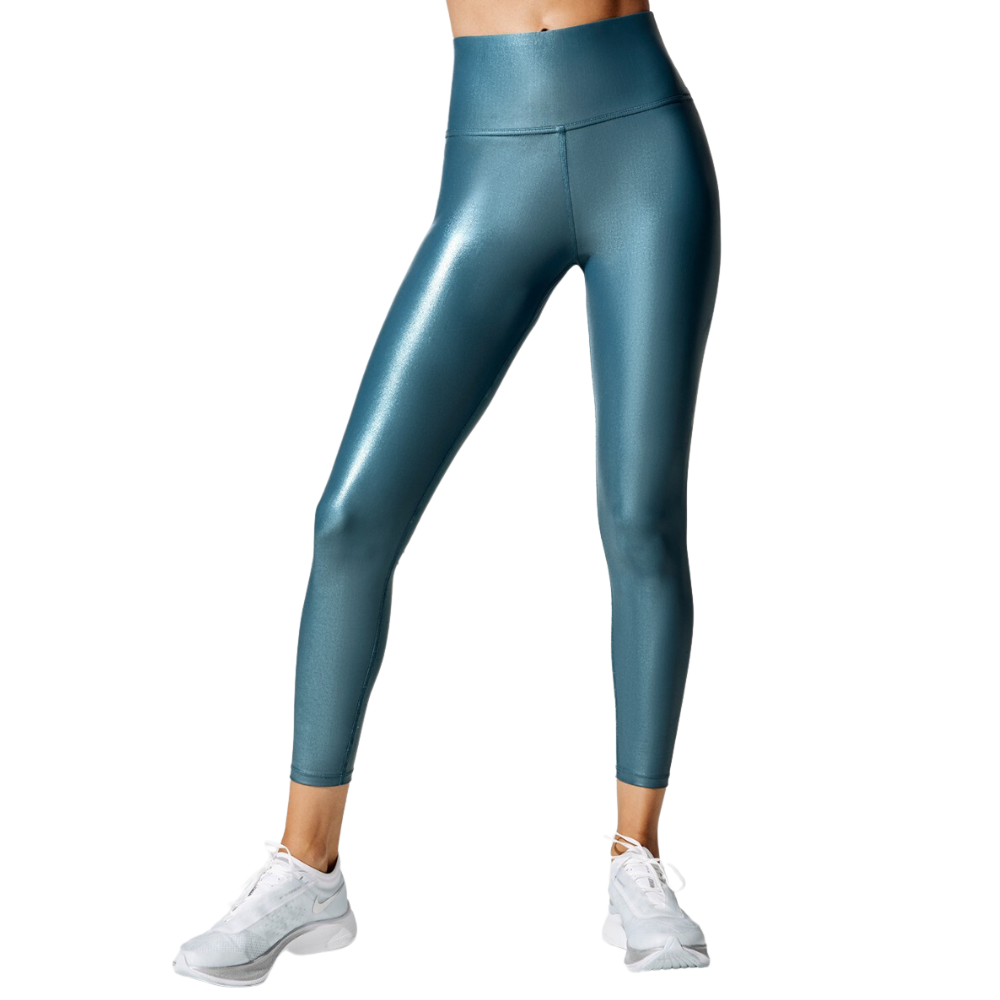 REBECCA Αθλητικό ψηλόμεσο κολάν με γυαλιστερό γοργονέ ύφασμα σαν γκλίτερ