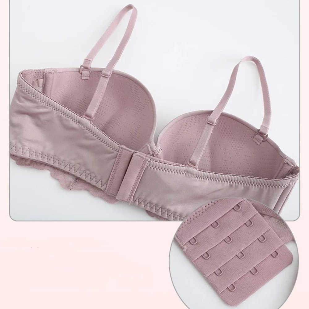 PENELOPE Σετ εσώρουχων με σουτιέν με μπανέλα, επένδυση, κυματιστή δαντέλα στο τελείωμα & ημιδιάφανο εσώρουχο