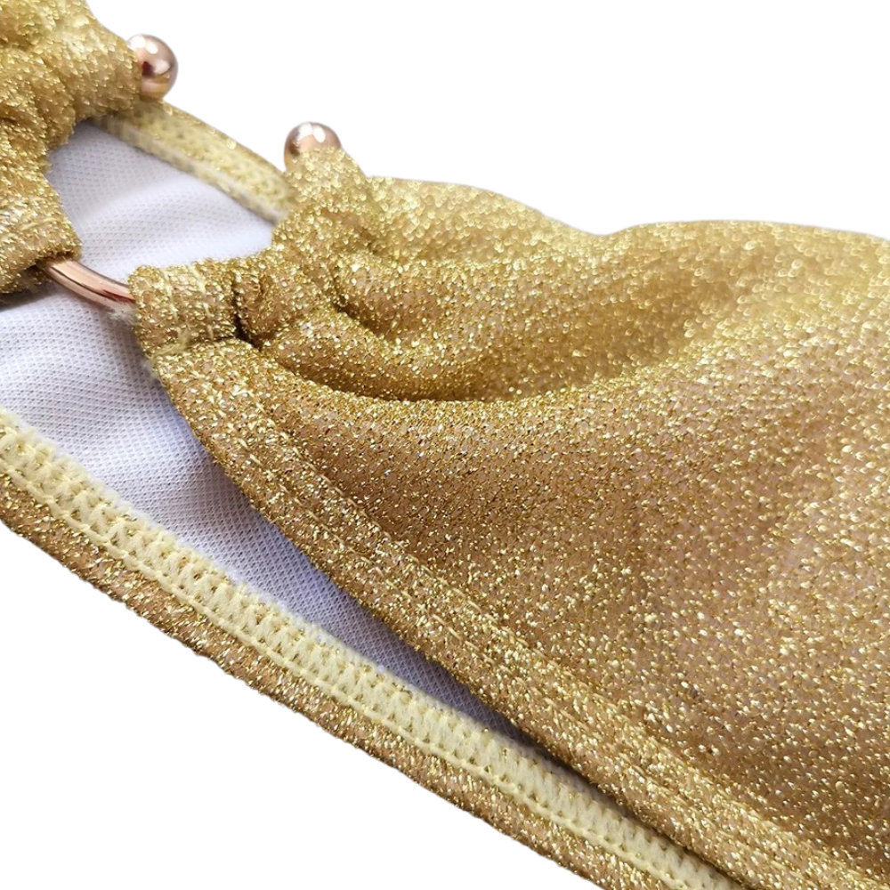 GOLD SHIMMER Στράπλες Μπικίνι με ύφασμα με γκλίτερ με επένδυση & παρτό κάτω μέρος & κρίκους