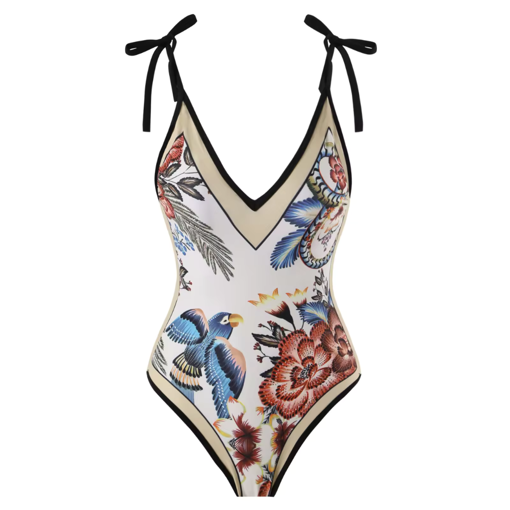 CHAYA Ολόσωμο Μαγιό με πολύχρωμο γιαπωνέζικο λουλουδάτο τύπωμα και επένδυση