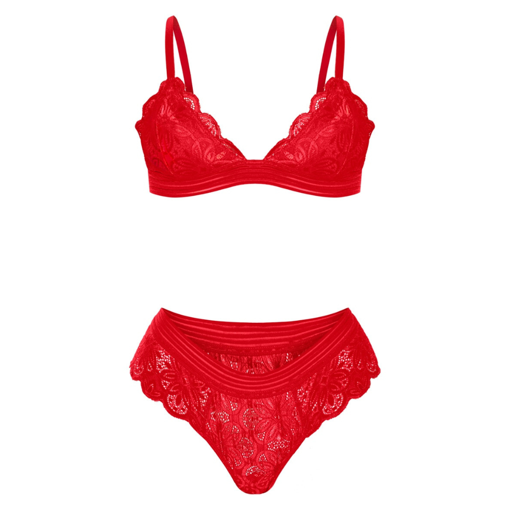 REMY Σετ εσωρούχων με τριγωνικό σουτιέν και ασορτί μπραζίλ απο δαντέλα