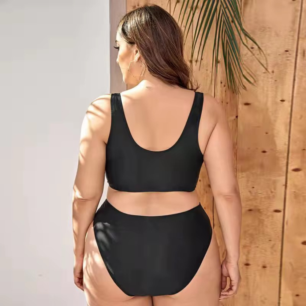 KALLISTI Plus Size Μπικίνι για πλούσιες καμπύλες με φερμουάρ μπροστά και ενισχυμένη στήριξη