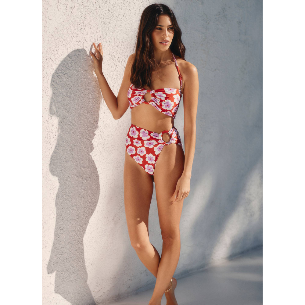 BLOOM RING Μπικίνι 3 τεμαχίων με ψηλόμεσο κάτω μέρος, ανοίγματα και ασορτί κιμονό