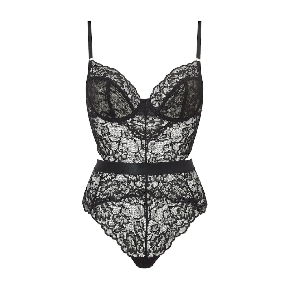 SELENA Δαντελένιο κορμάκι με ανοίγματα και διαφάνεια