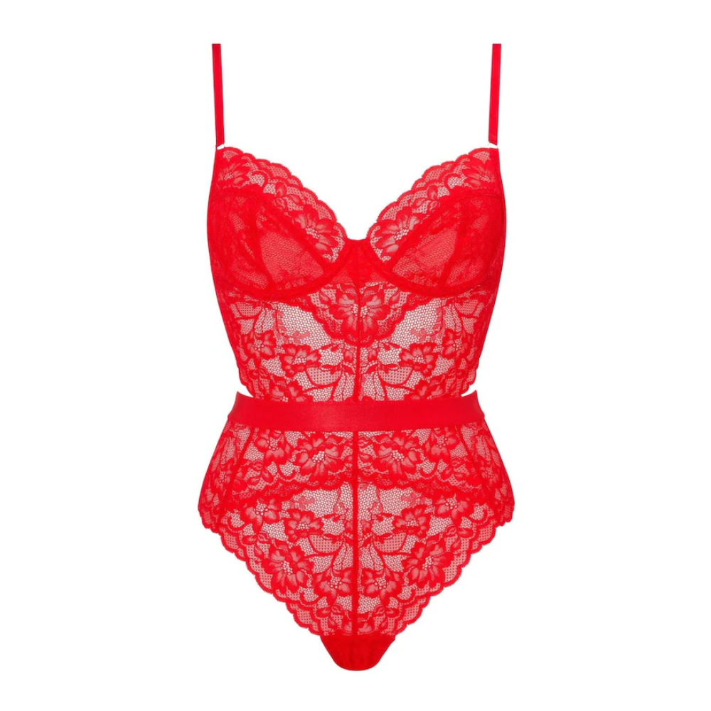 SELENA Δαντελένιο κορμάκι με ανοίγματα και διαφάνεια