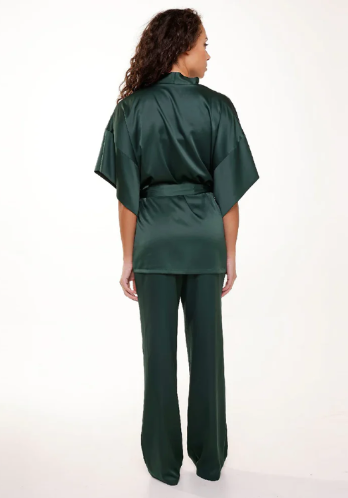 FENIA Κιμονό τοπ πυτζάμας με δαντελένιες λεπτομέρειες και σατέν υφή