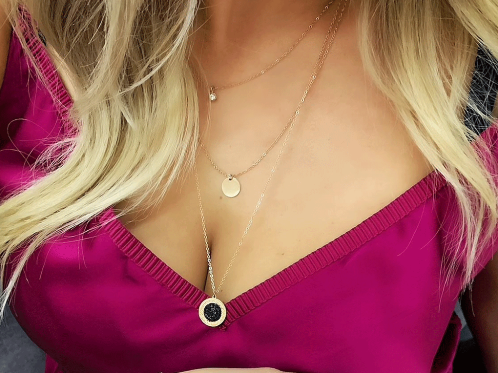 Τριπλό Rose Gold κολιέ, Layering κολιέ με 3 επίπεδα από ανοξείδωτο ατσάλι