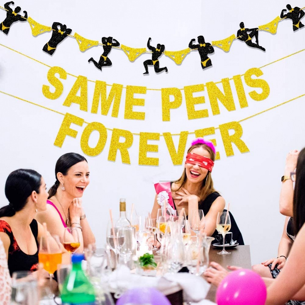 Same Penis Forever Glitter Banner – Bachelorette Party Decoration