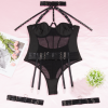 CHRISTI Bodysuit with transparencies, bust straps that tie around a choker, suspenders & garters