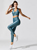REBECCA Sports athletic crop top with open round neckline with glittery-mermaid like fabric