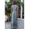 FLERY Bohemian Floral Maxi Dress with Plunge Neckline