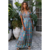 FLERY Bohemian Floral Maxi Dress with Plunge Neckline