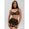 VIRGINIA Mesh net underwired lingerie set with suspenders, thong, metallic ring detail and straps
