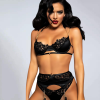 ALONDRA Underwired Lingerie set with Garters, Thong, Chain & Floral Embroidered Details
