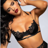 ALONDRA Underwired Lingerie set with Garters, Thong, Chain & Floral Embroidered Details