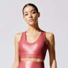 REBECCA Sports athletic crop top with open round neckline with glittery-mermaid like fabric