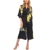 SAKURA Satin Kimono with three quarter sleeves & big floral designs