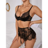 GIGI Σετ εσωρούχων, σουτιέν με σατέν και δαντέλα με μπανέλα, στρινγκ και ψηλόμεση ζαρτιέρα
