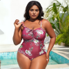 ALTHEA Plus Size One-Piece Swimsuit with Floral Print and Front Ruching