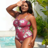 ALTHEA Plus Size One-Piece Swimsuit with Floral Print and Front Ruching