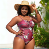 ALTHEA Plus Size One-Piece Swimsuit with Floral Print and Front Ruching