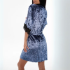 HEIDI Velvet pajamas set with V neckline with lace, shorts & long-sleeved wide robe