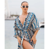 AZURE VIBES Μακρύ κιμονό παραλίας σε γραμμικό σχέδιο