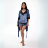 HEIDI Velvet pajamas set with V neckline with lace, shorts & long-sleeved wide robe