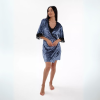 HEIDI Velvet pajamas set with V neckline with lace, shorts & long-sleeved wide robe