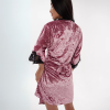 HEIDI Velvet pajamas set with V neckline with lace, shorts & long-sleeved wide robe