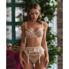 CALLIE Sheer 3-piece lingerie set with underwire bra, garters & lace