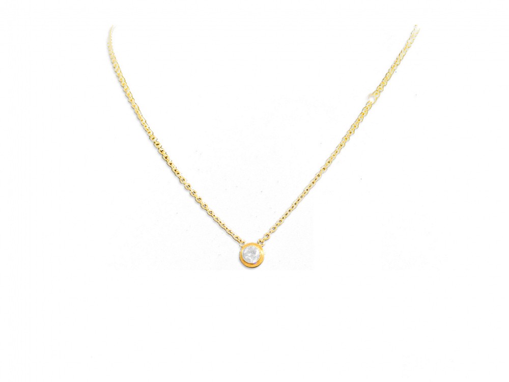 Γυναικείο κολιέ 20cm σε Ροζ Χρυσό χρώμα από Ανοξείδωτο ατσάλι με διακοσμητικό κρυσταλλάκι